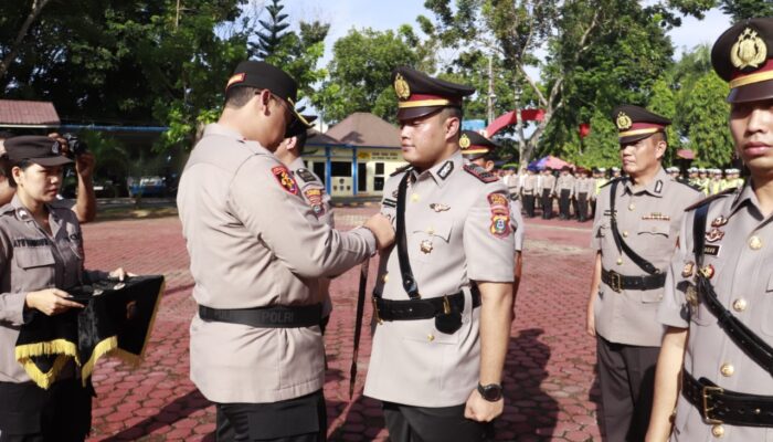 Kapolres Langkat Pimpin Sertijab Kasat Reskrim Dan  Dua Kapolsek