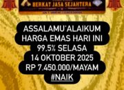 Harga Emas Melonjak Di Langsa, Per Mayam Rp7.450.000