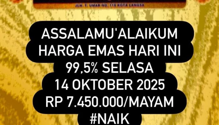 Harga Emas Melonjak Di Langsa, Per Mayam Rp7.450.000