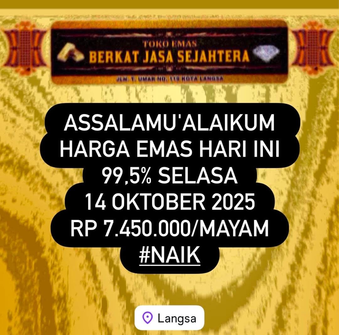 Harga Emas Melonjak Di Langsa, Per Mayam Rp7.450.000