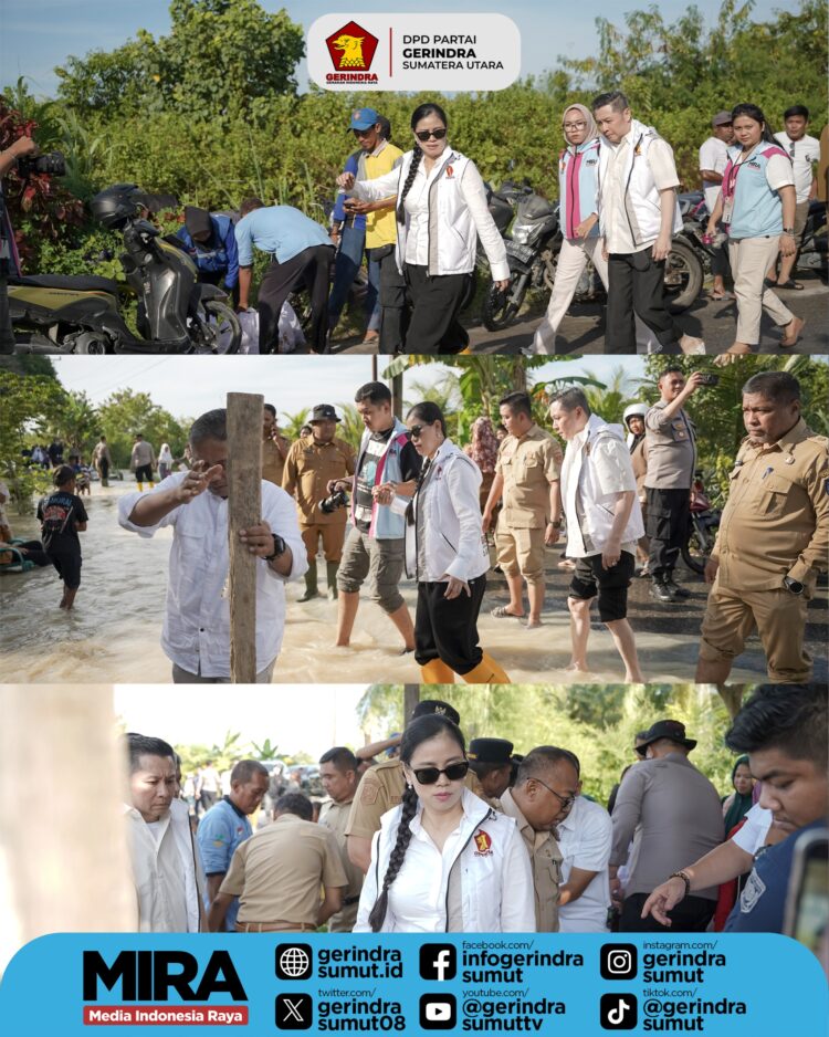 Pengurus Gerindra Tinjau Banjir Batubara, Salurkan Bantuan Sembako