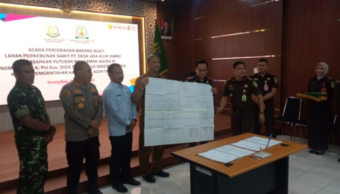 Kejari Serahkan Lahan Sitaan PT. DJ Alur Jambu Ke Pemkab Aceh Tamiang