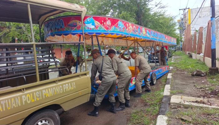 Parkir Sembarangan, Dua Odong-odong Ditertibkan Satpol PP WH Kota Banda Aceh