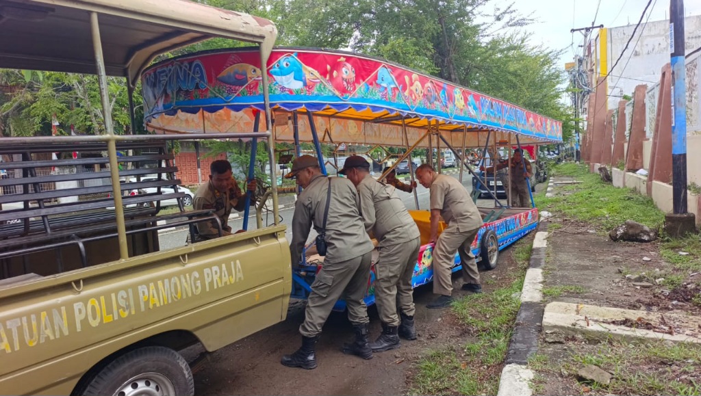 Parkir Sembarangan, Dua Odong-odong Ditertibkan Satpol PP WH Kota Banda Aceh