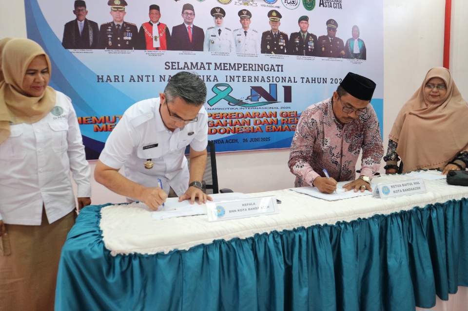 BNNK Dan BMK Banda Aceh Teken Kerja Sama Pengembangan Program Rehabilitasi Narkoba