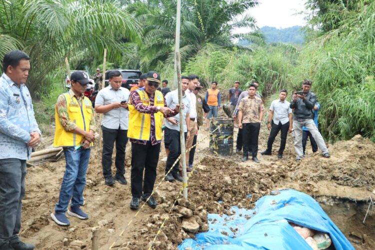 Tinjau Jalan Provinsi Putus Akibat Longsor, Bupati Simalungun Perintahkan Kadis PUTR Perbaiki Sementara