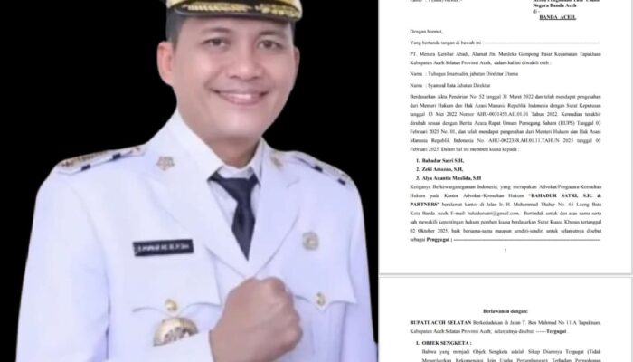 Bupati H. Mirwan Digugat Ke PTUN Banda Aceh, Diduga Terkait Permainan Izin Tambang