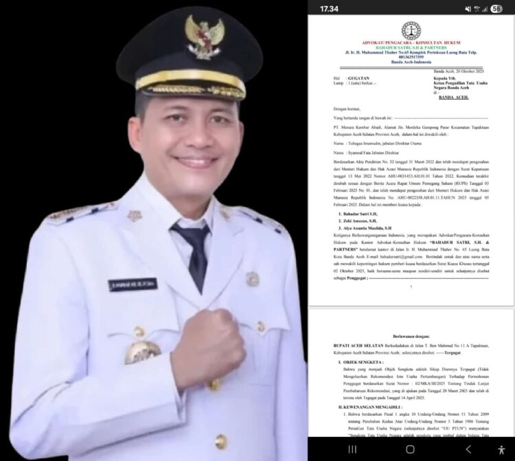 Bupati H. Mirwan Digugat Ke PTUN Banda Aceh, Diduga Terkait Permainan Izin Tambang