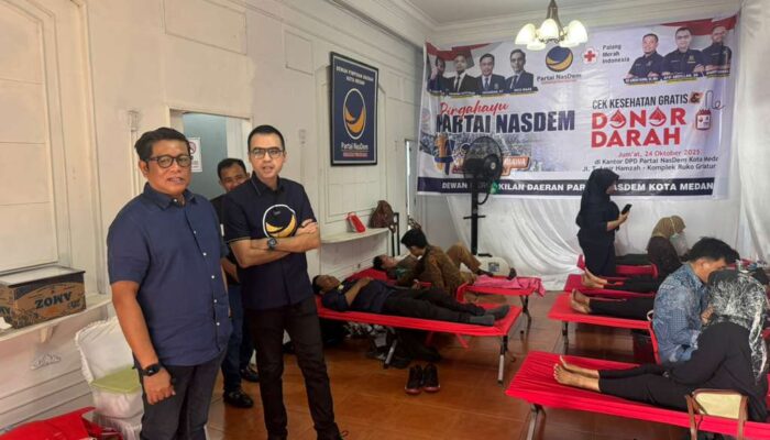 HUT Ke-14, DPD Partai NasDem Medan Gelar Donor Darah Dan Cek Kesehatan Gratis