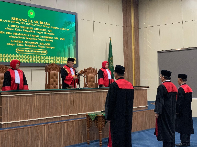 KPT Banda Aceh Lantik Tiga Ketua PN Baru