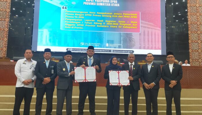Pemprovsu Dan DPRD Sumut Teken Nota Kesepakatan KUA-PPAS APBD 2026