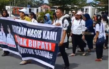 Ratusan TKS Nakes Tapteng Demo Di Depan Kantor Bupati, Ketua DPRD Turun Langsung Temui Massa