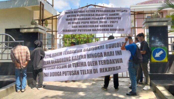 Demo Di PT Sumut, Massa Desak Kasus Korupsi Di Dinas PUPR Nisel Ditangani Profesional