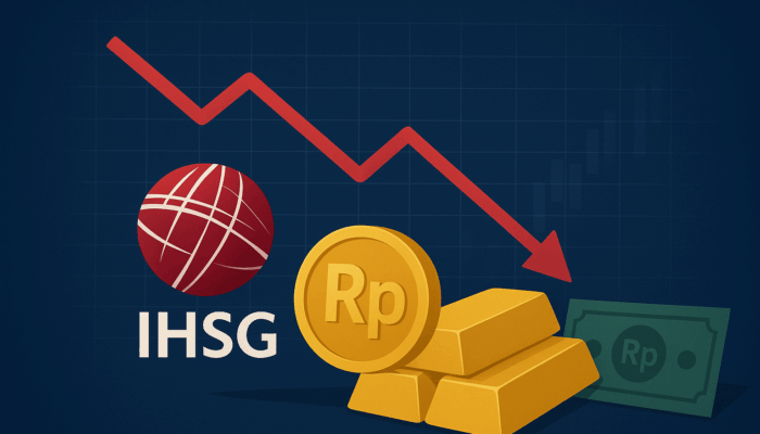Rupiah Dan Harga Emas Kompak Melemah, IHSG Terpuruk Di Awal Pekan