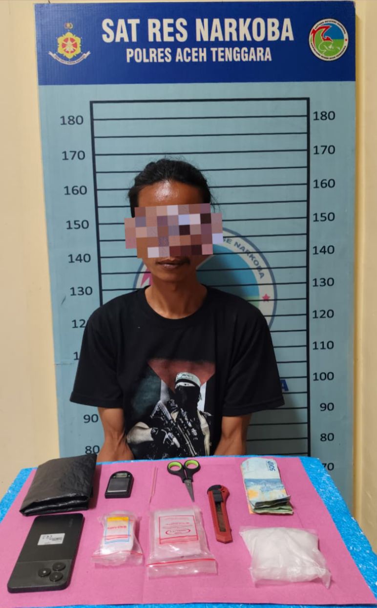 Intelkam Polres Aceh Tenggara Amankan Pria Dengan Sabu Seberat 92,65 Gram