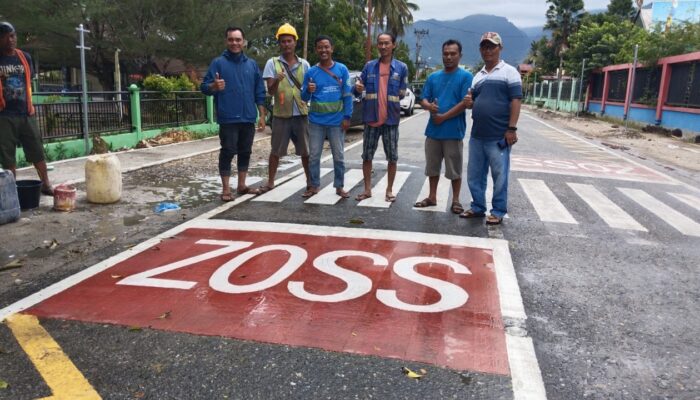 Proyek Marka Jalan Kawasan Zona Sekolah Di Aceh Tenggara Hampir Selesai