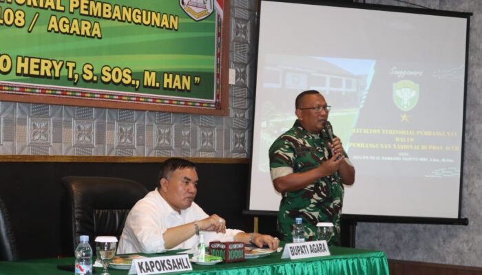 Bupati Agara Sambut Kapoksahli Pangdam IM, Dukung Pembentukan Batalyon Teritorial Pembangunan