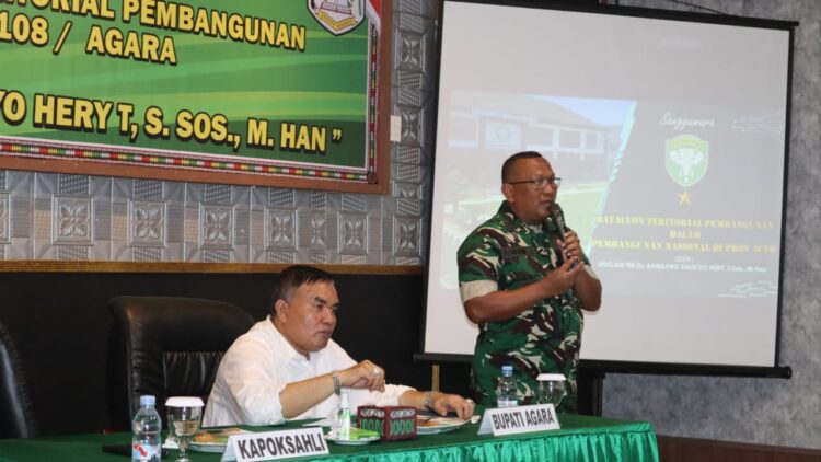 Bupati Agara Sambut Kapoksahli Pangdam IM, Dukung Pembentukan Batalyon Teritorial Pembangunan