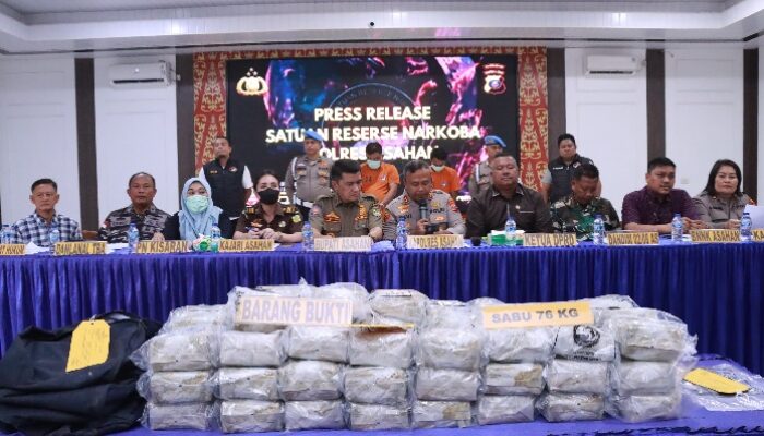 Polres Asahan Gagalkan Pengiriman 76 Kg Sabu, Dua Kurir Terancam Mati