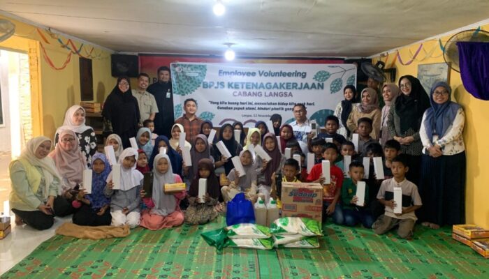 Budayakan Go Green, BPJS Ketenagakerjaan Langsa Bagikan Bibit Pohon Dan Tumbler Stainless Ke Panti Asuhan