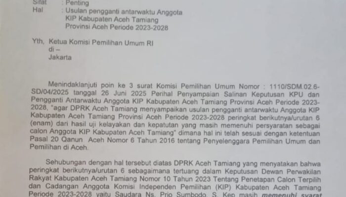 KPU RI Diduga Abaikan Usul DPRK Aceh Tamiang