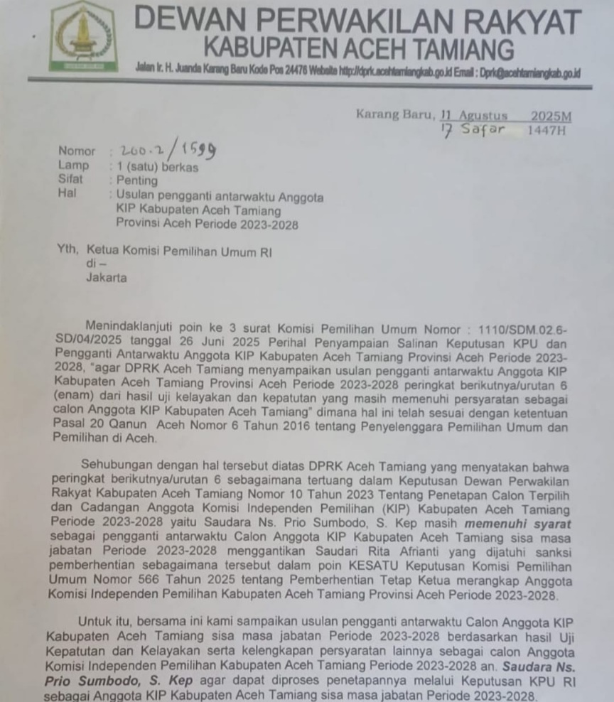 KPU RI Diduga Abaikan Usul DPRK Aceh Tamiang