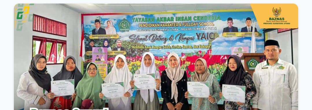 Baznas Sumut Salurkan Bantuan Pendidikan Untuk Siswa MI-AIC Dan MTs AIC