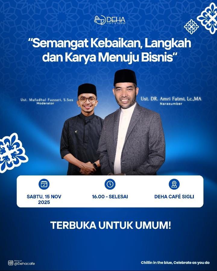 Ustaz Amri Fatmi Hadiri Talkshow Inspiratif Di Deha Café Nanti Sore