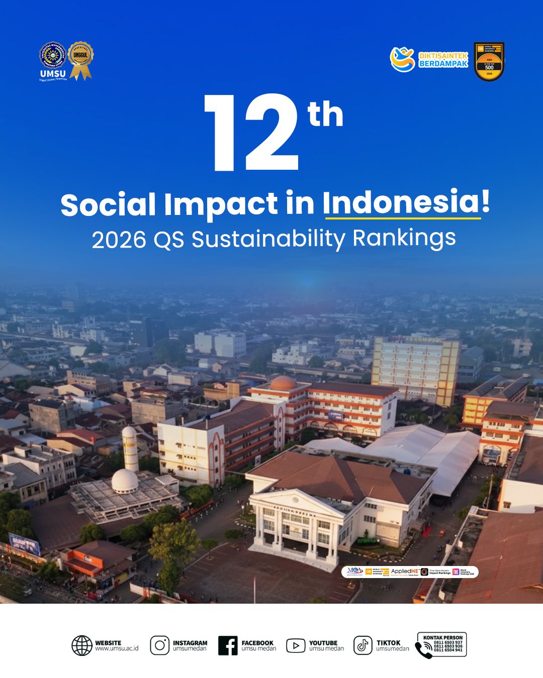 UMSU Masuk Pemeringkatan Dunia QS Sustainability 2026, Peringkat 12 Nasional Untuk Dampak Sosial