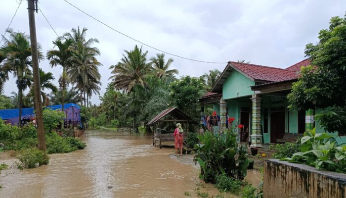 Camat Panyabungan Barat Pantau Empat Desa Terdampak Luapan Tiga Anak Sungai