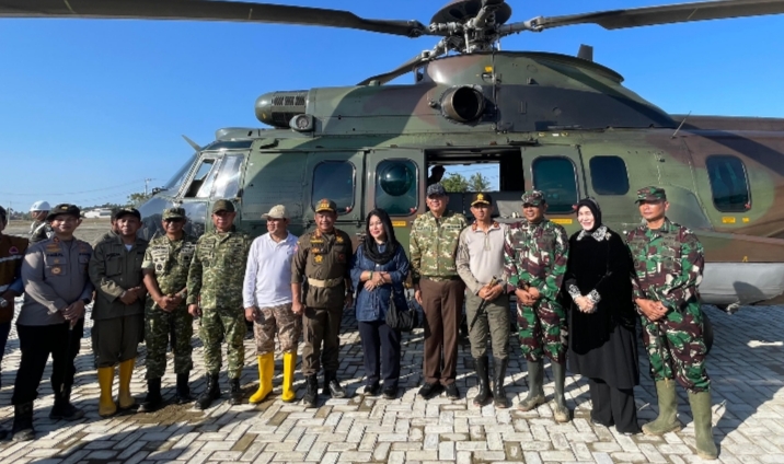 Kapolda Aceh Dampingi Menhan, Mendagri, Dan Panglima TNI Tinjau Banjir Di Pidie Jaya