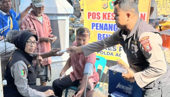Polres Pidie Pastikan Kesehatan Warga Pengungsi Pascabanjir