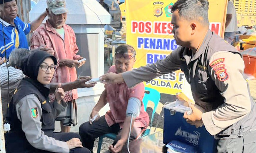Polres Pidie Pastikan Kesehatan Warga Pengungsi Pascabanjir