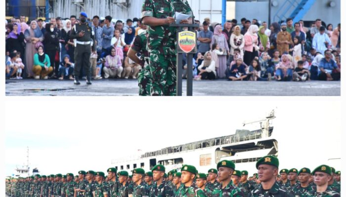 Kasdam I/BB Pimpin Upacara Penyambutan Personel Brigif Dan Yon TP Tahap II Di Dermaga Belawan