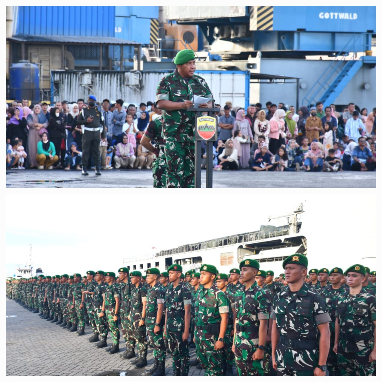 Kasdam I/BB Pimpin Upacara Penyambutan Personel Brigif Dan Yon TP Tahap II Di Dermaga Belawan