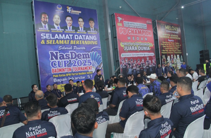 HUT Ke-14 NasDem, Bung RA Dan Rico Waas Semarakkan Turnamen Bulutangkis Piala Iskandar ST