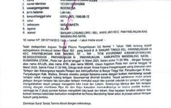 Laporan Penganiayaan Mengendap Di Polres Madina, Pelapor Akan Ngadu Ke Propam Polda Sumut