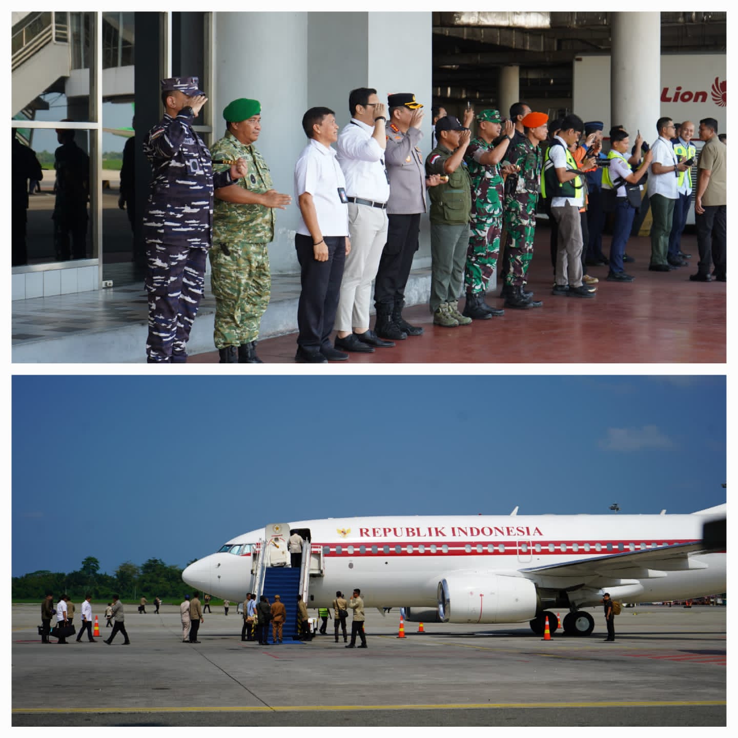 Dankodaeral I Sambut Kedatangan Presiden Prabowo Subianto Di Bandara Kualanamu