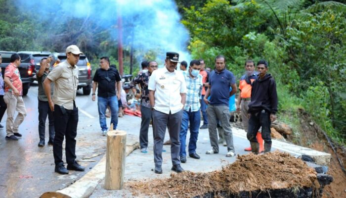 Bupati Madina Minta Pemprov Sumut Segera Tangani Jalan Amblas Jembatan Merah-Muarasoma