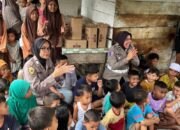 Srikandi Polwan Polres Langkat Gelar Trauma Healing Anak-anak Korban Banjir