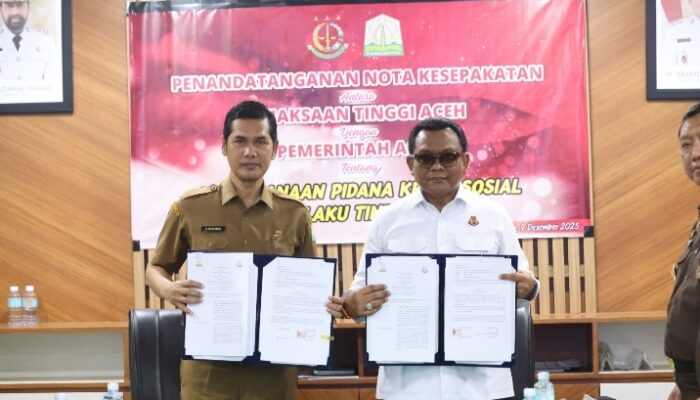 Pemerintah Aceh Dan Kejati Teken Nota Kesepakatan Pidana Kerja Sosial‎
