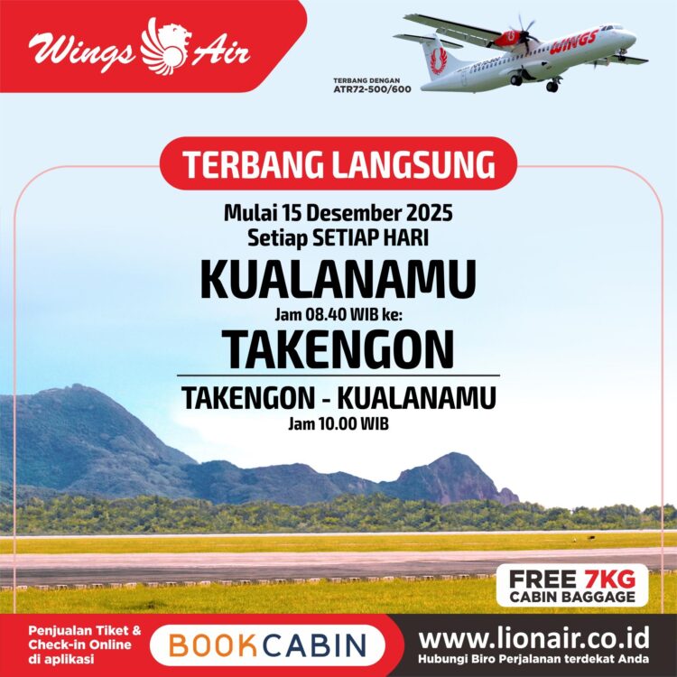 Wings Air Buka Rute Regular Kualanamu-Rembele: Perkuat Mobilitas, Dorong Pemulihan Ekonomi