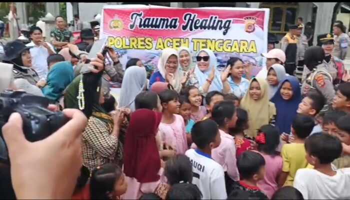 Polres Agara Trauma Healing Anak-anak Terdampak Banjir