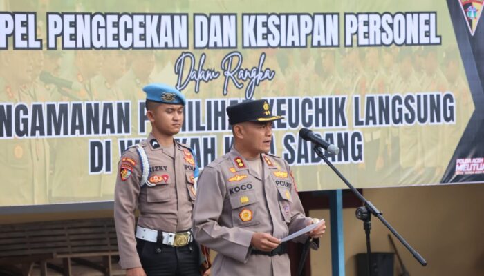 Kapolres Sabang Pimpin Apel Kesiapan Pengamanan Pilchiksung 2025