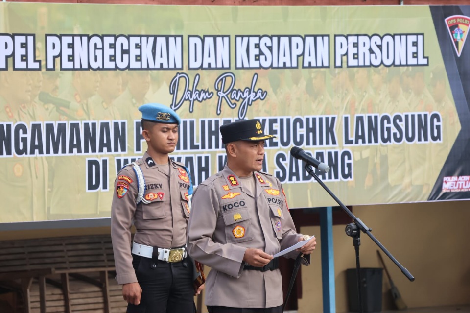 Kapolres Sabang Pimpin Apel Kesiapan Pengamanan Pilchiksung 2025