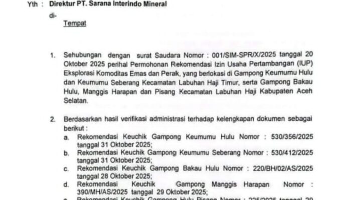 Di Saat Aceh Banjir, Bupati Mirwan Rekomendasi Tambang Emas Dan Perak Di Labuhanhaji