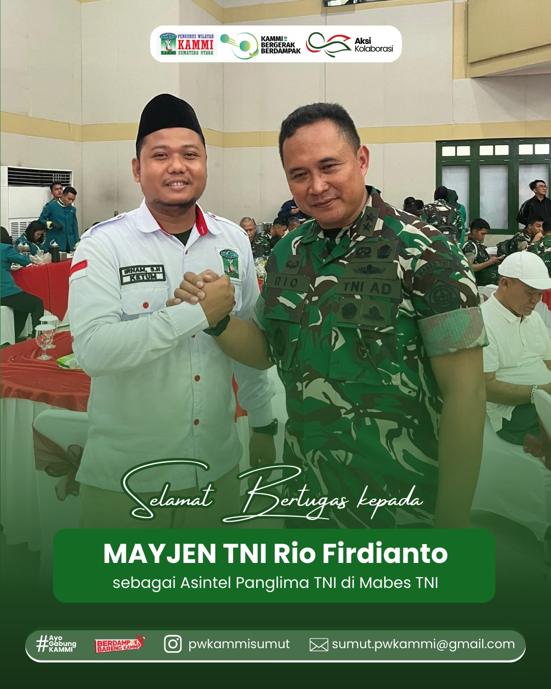 Pisah Sambut Pangdam I/BB, PW KAMMI Sumut Sampaikan Pandangan Atas Kepemimpinan Mayjen Rio Firdianto