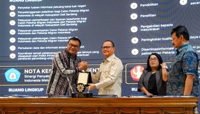 Dukung Perluasan Peluang Kerja Ke Luar Negeri, KP2MI Dan Pemkab Deliserdang Tandatangani MoU