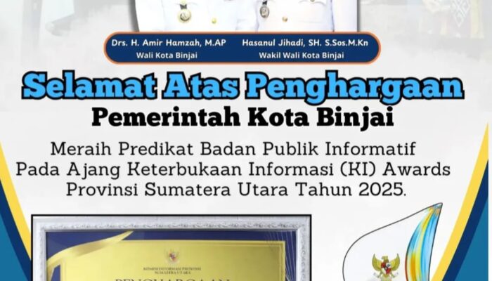 Pemko Binjai Raih Predikat Badan Publik Informatif Pada KI Awards Sumut 2025