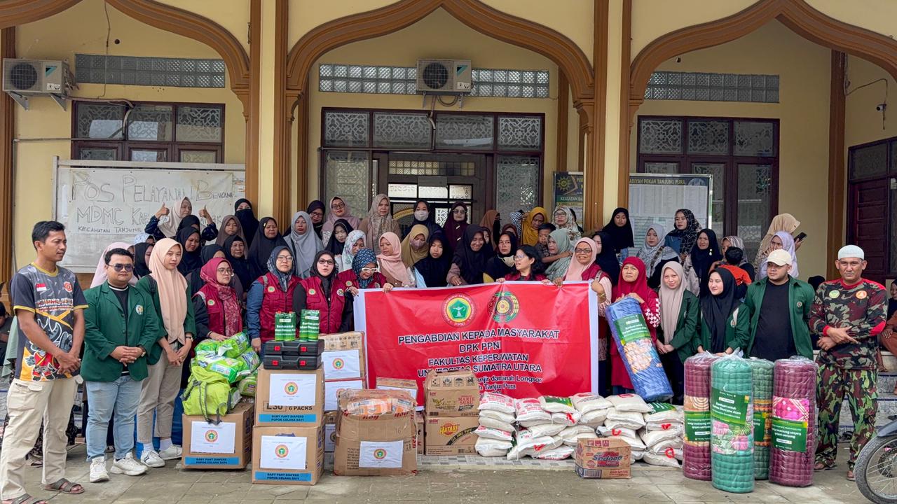 USU Peduli Dan PPNI DPK Fakultas Keperawatan Salurkan Bantuan Dan Layanan Kesehatan Untuk Korban Banjir Di Tanjung Pura, Langkat